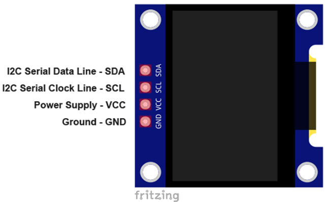 Display OLED 128X64 con controller SSD1306 - schema collegamenti